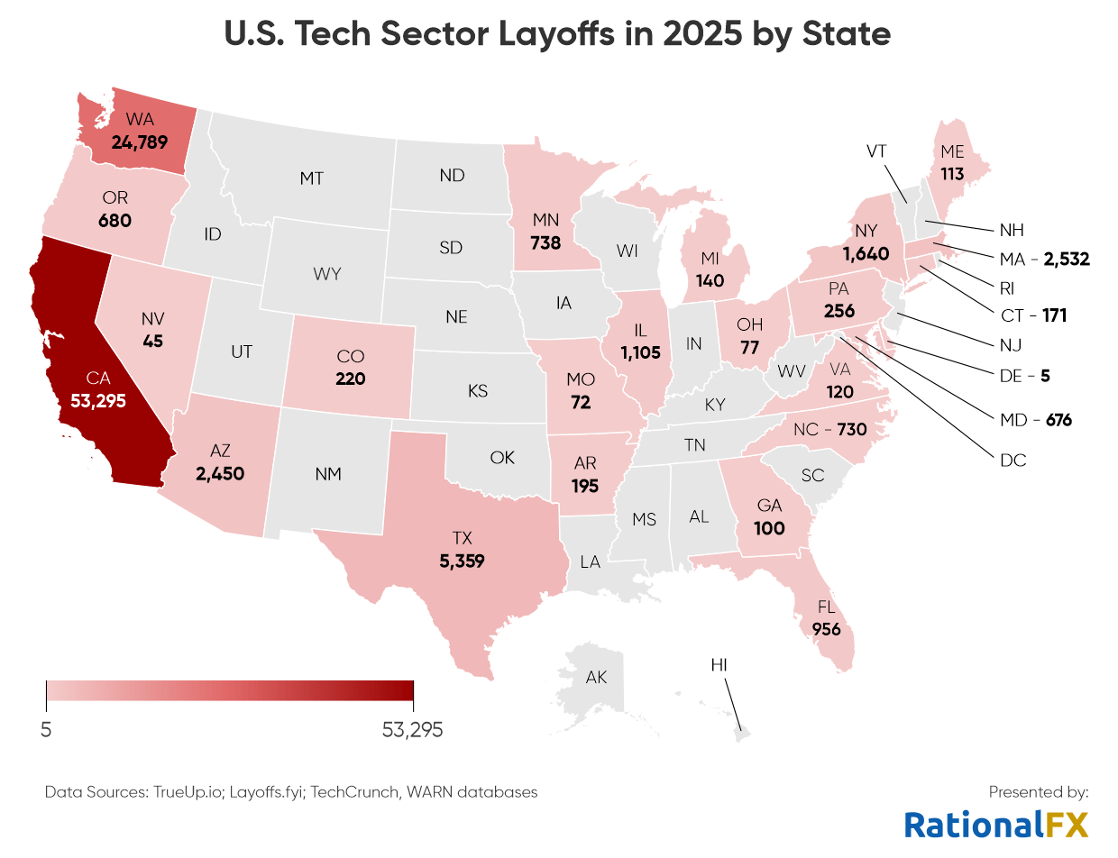 us tech sector layoffs in 2025